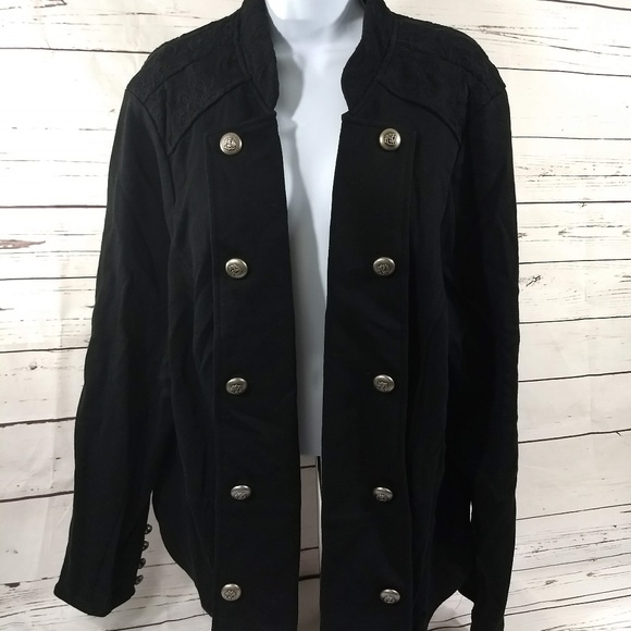 torrid Jackets & Blazers - Torrid Black Military Jacket Knit Lace Mesh Collar